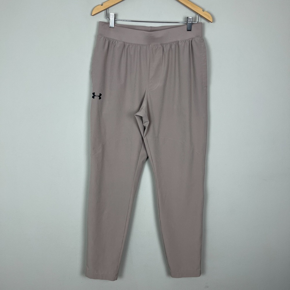 Under Armour Mens Stretch Woven Pants Mens Large Tan Khaki Beige Athleisure L UA